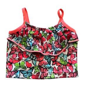 Lemon Kiss Girls Butterfly Tankini Swim Top Pink, Blue, Green, Size M (7/8)